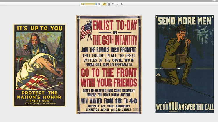 Afiches para reclutar tropas (archivo DPLA)
